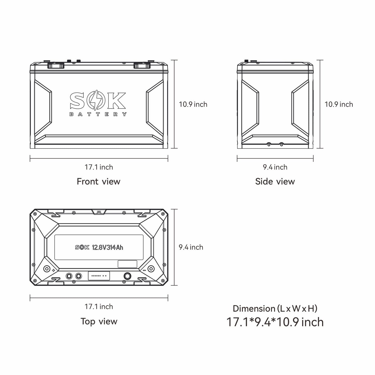 SK12V314PH | 12V314Ah Battery,Built-in heater & Bluetooth,Victron CAN Comms