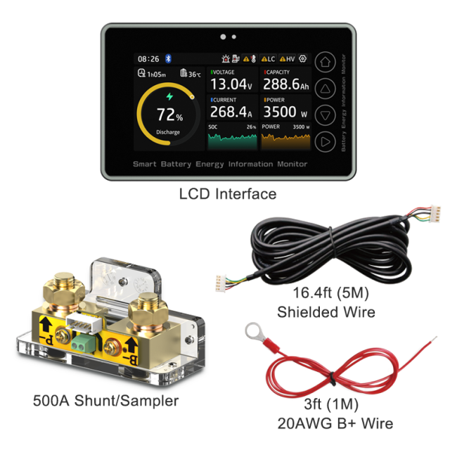 SOK Smart Battery Monitor 10V~100V,500A shunt