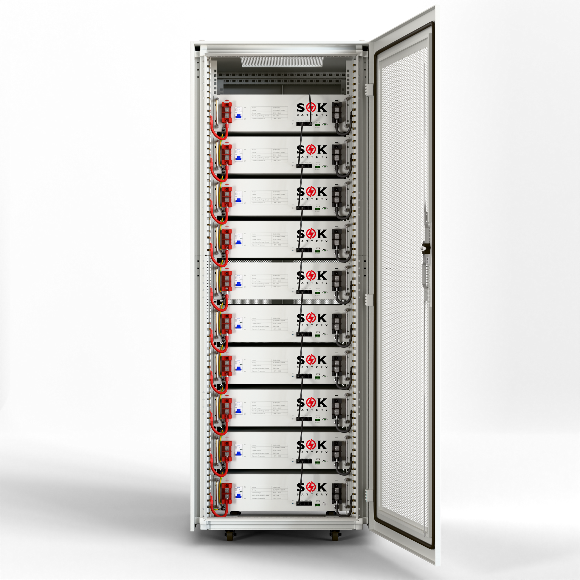 Batteries Cabinet for SOK 48V 100Ah Lithium Batteries,Wheels & Busbar Included,P