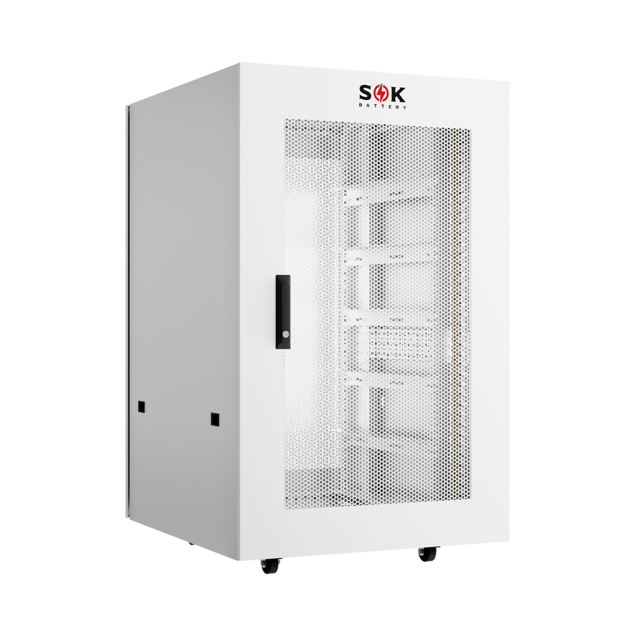 Batteries Cabinet for SOK 48V 100Ah Lithium Batteries,Wheels & Busbar Included,P