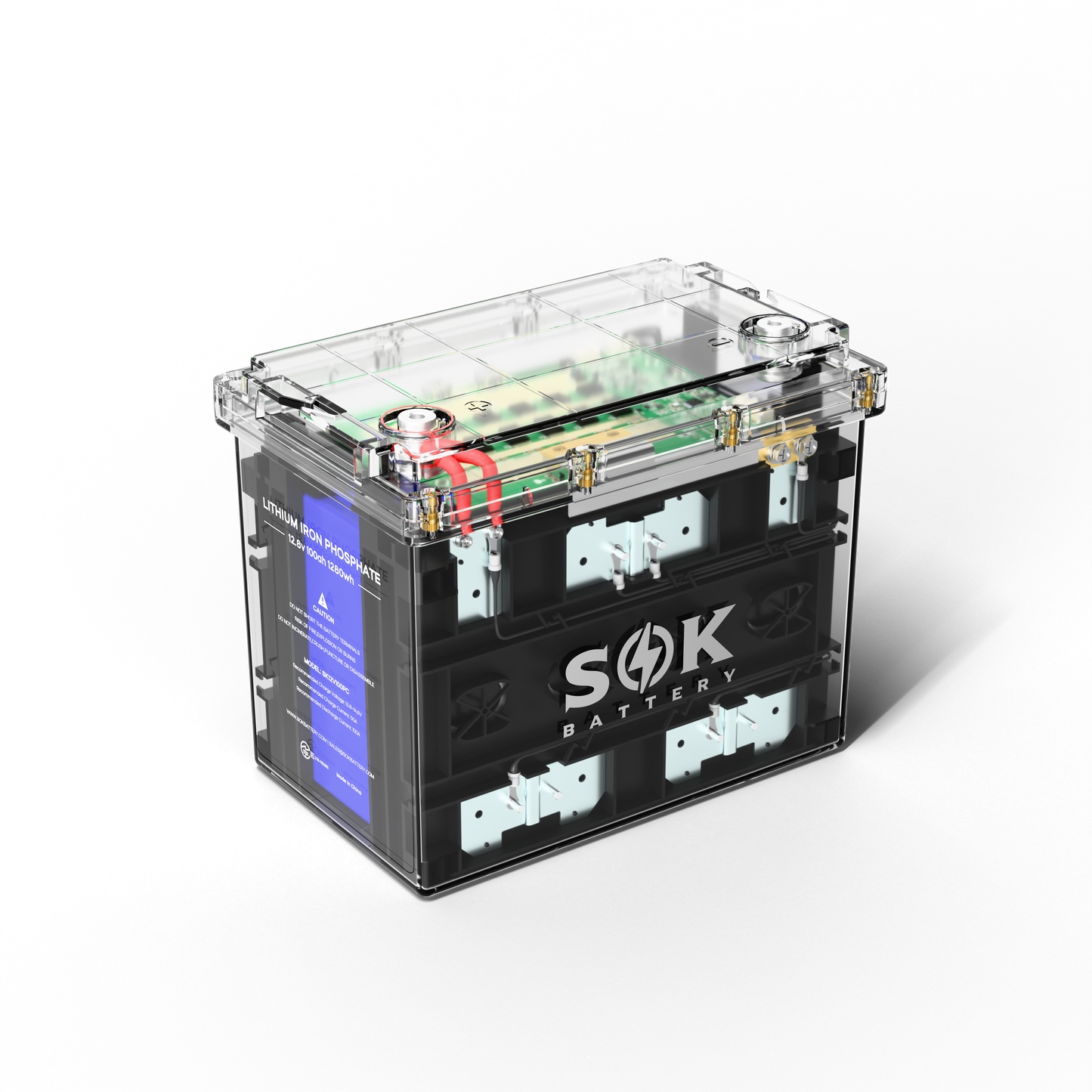 SK12V100PC | SOK 12V100Ah LiFePO4 Battery Bluetooth, Clear Sealed Box